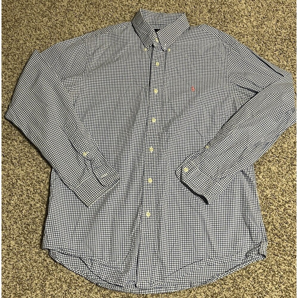 Ralph Lauren Mens Classic Fit Button Down Shirt Size M Gingham Check